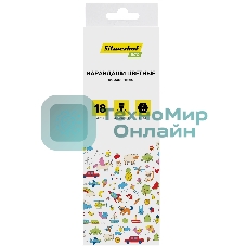 Карандаши цветные Silwerhof Eco 2.65 мм, шестигранный профиль, дерево, ассорти, 18 цветов, коробка с европодвесом