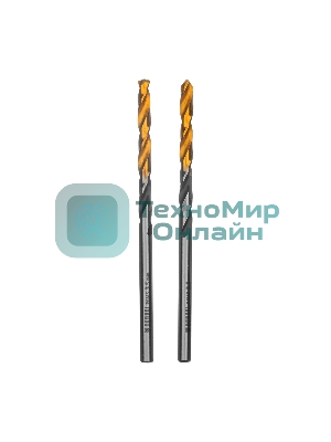 Сверло спиральное по металлу Denzel 3,5 x 70мм, Р6М5, Golden Tip, многогранная заточка, 2 шт.