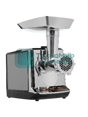 Мясорубка электрическая Sakura SA-6419BK Premium серебристый/черный, 2000 Вт, 2.0 кг/мин, реверс, защита от перегрузки, насадки - 2