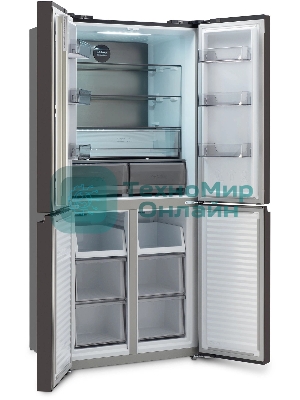 Холодильник Hyundai CM45043F черная сталь трехкамерный 270/135л морозилка снизу No Frost, Side by Side