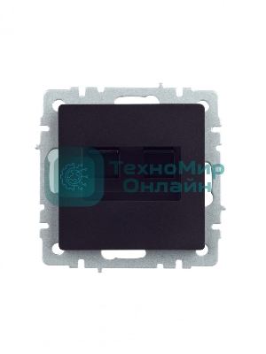 Розетка компьютерная двойная RJ11+RJ45 IEK BRITE РК/Т12-БрЧ кат.5E черный