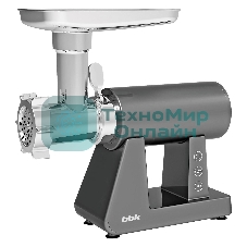 Мясорубка электрическая BBK MG3002 серый, 2500 Вт, 2.5 кг/мин, реверс, защита от перегрузки, металлический лоток, насадки - 7
