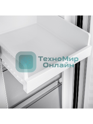 Холодильник Maunfeld MFF192NFB01 Inverter черный стекло трехкамерный 334/184л морозилка снизу, No Frost, Side by Side