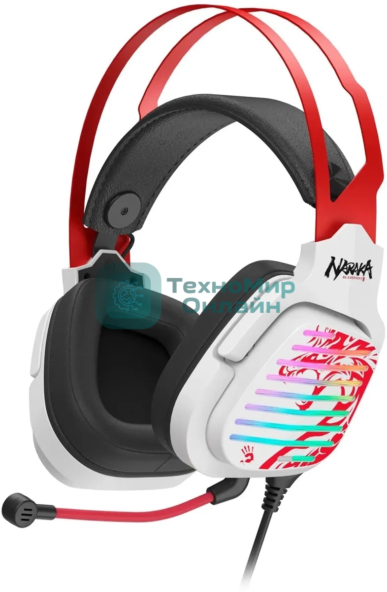 Гарнитура Bloody G560 Naraka белый/красный, проводная, подсветка