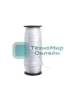 Шнур крученый полипропиленовый Сибртех 2 мм, L 50 м, 38 кгс, на катушке, белый