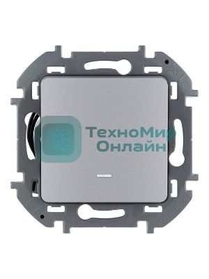 Выключатель 1-клавишный с подсветкой/индикацией, 10AX, 250 В, алюминий