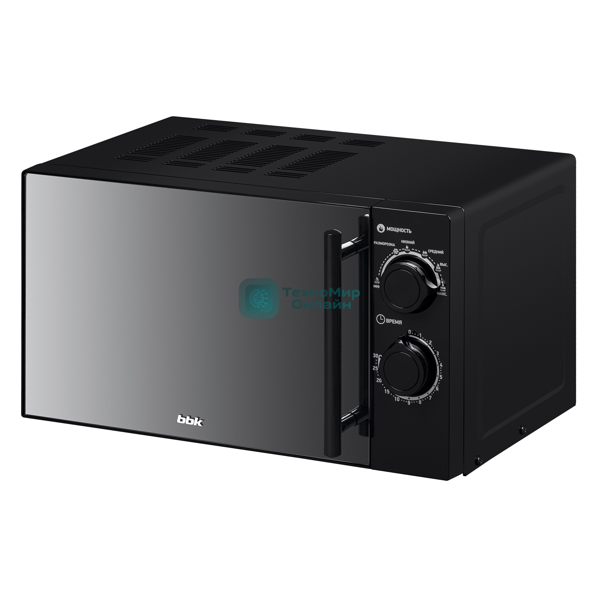 Микроволновая печь BBK 20MWS-773M/B-M черный, 20 л, 700 Вт, переключатели - поворотный механизм