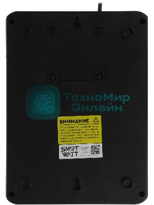 Источник бесперебойного питания SMARTWATT UPS SAFE PRO LCD 1000 черный 1000/600 ВА/Вт, напольный/настенный, линейно-интерактивный, LCD дисплей, Shuko CEE7/4 - 8 шт. (4 шт. с резервным питанием, 4 шт. - сетевой фильтр)
