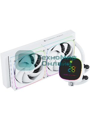 Система жидкостного охлаждения Thermalright Frozen Horizon 240 Digital (240мм, LED temp., White, ARGB/Fans: 2x120мм, 68.9CFM, 28.2dBA, 2000RPM/Pump height 53.2мм, Rad thickness 27мм/S: 1700, 1200, 1851, 115X, AM5, AM4)