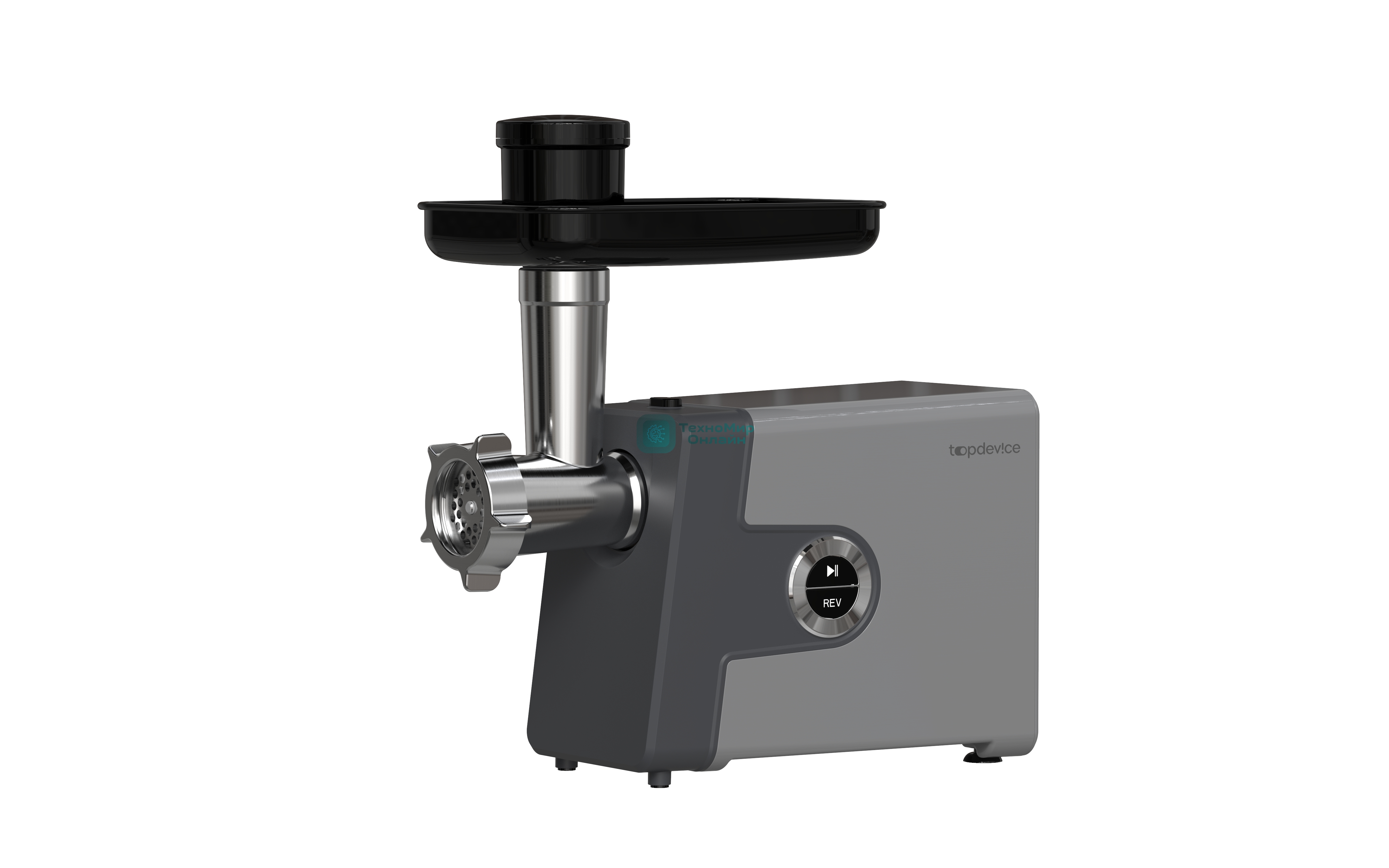 Мясорубка электрическая Topdevice TDMG107 графитовый, 1800 Вт, 2 кг/мин, реверс, насадки - 6