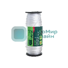 Шнур крученый полипропиленовый Сибртех 2 мм, L 50 м, 38 кгс, на катушке, белый