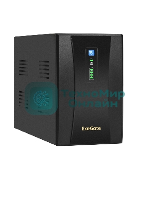 Источник бесперебойного питания ExeGate EX292609RUS SpecialPro UNB-2000.LED.AVR.2SH.RJ.USB 2000VA/1200W, LED, AVR,2*Schuko, RJ45/11, USB, металлический корпус, черный