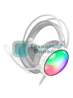Проводные наушники Borofone BO108 белый, полноразмерные, RGB-подсветка