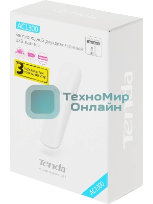 Адаптер Wi-Fi Tenda U12 (USB3.0, WLAN 1300Mbps, 802.11ac) 1x int Antenna