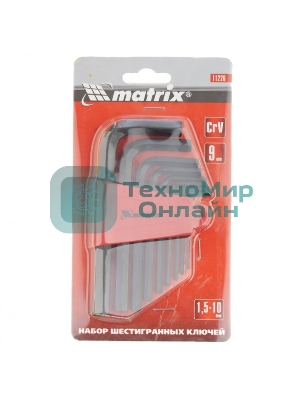 Набор ключей имбусовых Matrix 11226 HEX, 1,5–10 мм, CrV, 9 шт.