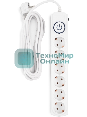 Сетевой фильтр Ippon BK-6-EU-5-10-W 5 м, 6 розеток, белый, коробка