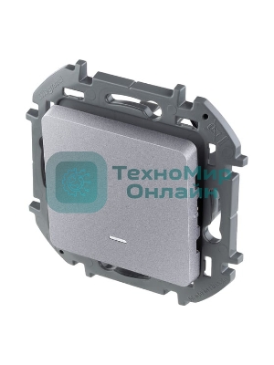 Выключатель 1-клавишный с подсветкой/индикацией, 10AX, 250 В, алюминий