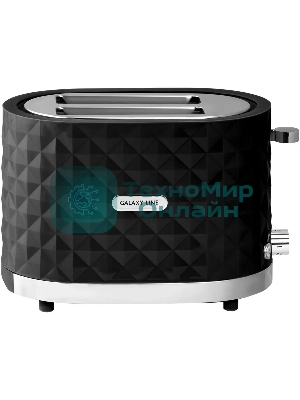 Тостер Galaxy Line GL 2912, черный, пластик, 1200 Вт