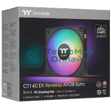 Вентилятор для корпуса Thermaltake CT140 EX Sync Reverse ARGB 140х140x25 черный 4-pin 32.8дБ (упак.:3шт) (CL-F193-PL14SW-A) Ret