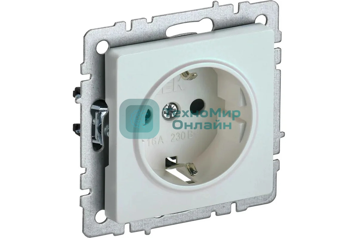 Розетка 1-местная IEK BRITE 16А РС14-1-0-БрЖ с заземлением, с защитными шторками, 16А, жемчуг
