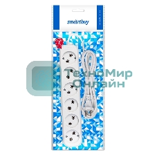 Удлинитель Smartbuy, 6 гнезд 3 метра 10А/2,2 кВт без заземления ПВС 2х1,0 (SBE-10-6-03-N)