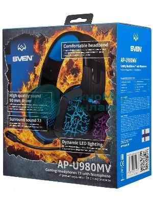 Гарнитура Sven AP-U980MV синий-чёрный, проводная, USB