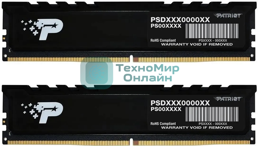 Оперативная память Patriot Signature Premium, DDR5, 16GB (2x8 GB), 4800 MHz, CL40, DIMM, радиатор, черный