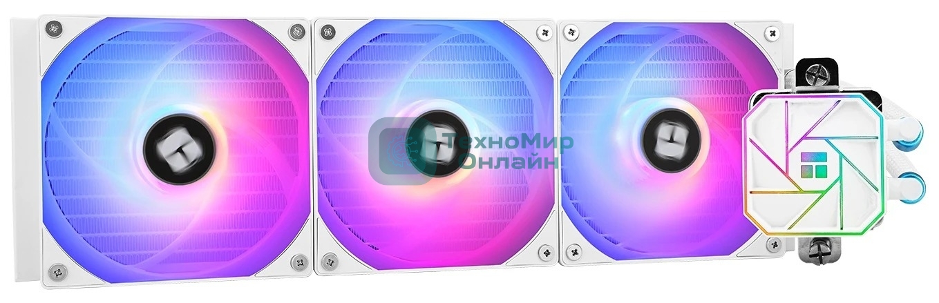 Водяное охлаждение для процессора Thermalright Aqua Elite 360 White ARGB V3 (360мм, White, ARGB/ Fans: 3x120мм, 66.17CFM, 25.6dBA, 1500RPM/ Pump height 53mm, 23dBA, 3300RPM, Rad thickness 27mm/ S: 1200, 1700, 1851, 2011, 2066, 115X, AM5, AM4)