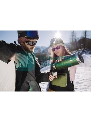 Термос Арктика 106-1200 зеленый, узкое горло 1,2 л, американский дизайн, антивандальное покрытие, две чашки, холод/тепло 32 ч