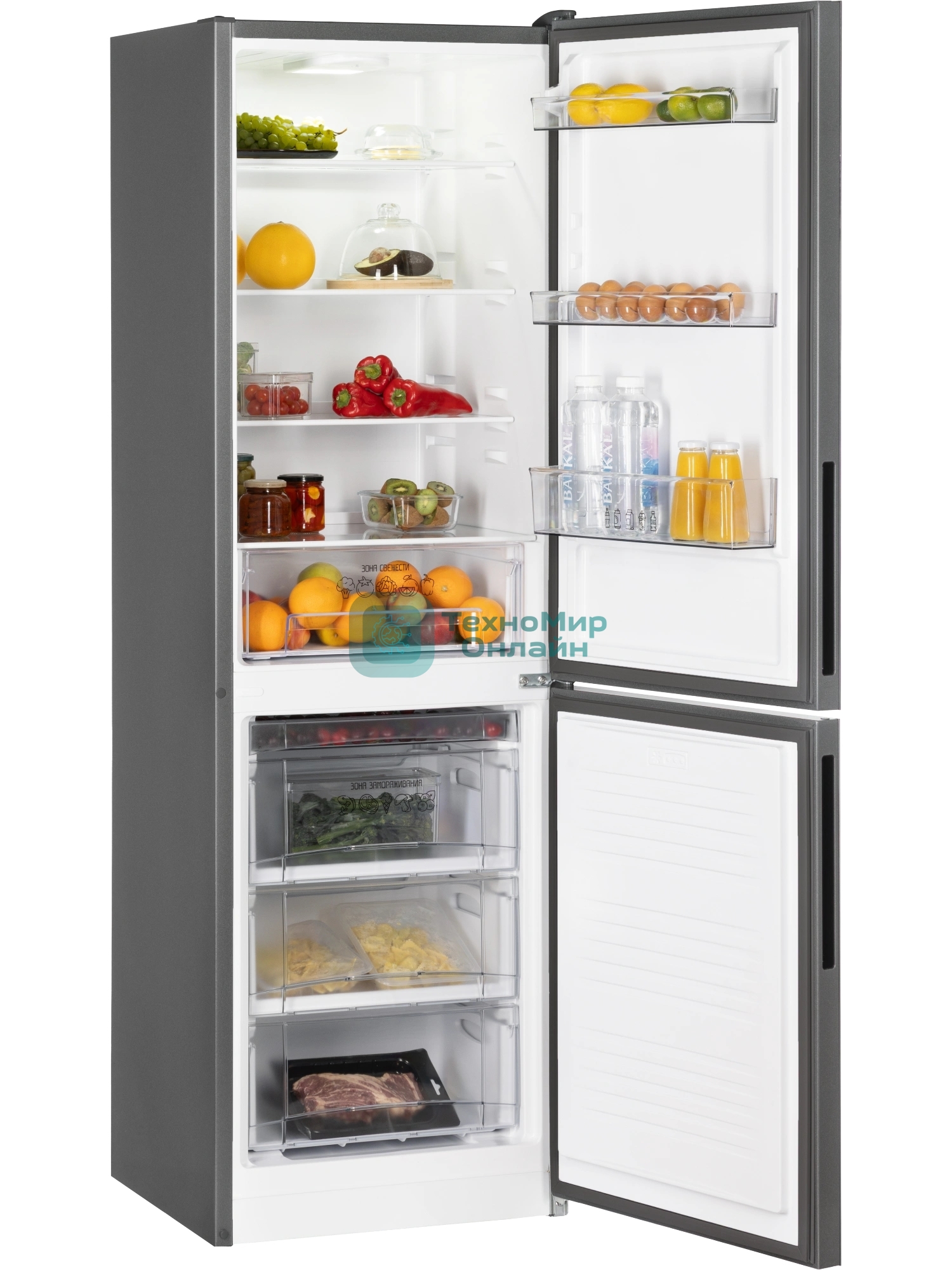 Холодильник Nordfrost NRG 162NF GSS серый мрамор двухкамерный 205/105л морозилка снизу, No Frost