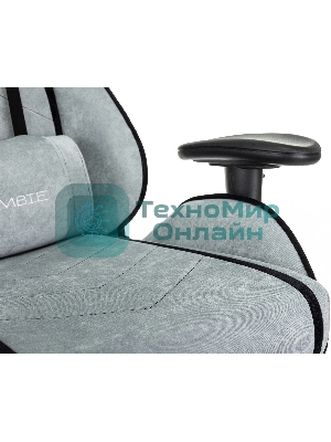 Кресло игровое Zombie Drift/F серо-голубой/черный, крестов. пластик, подст. для ног