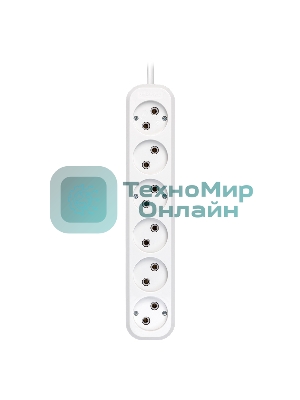 Удлинитель Smartbuy, 6 гнезд 3 метра 10А/2,2 кВт без заземления ПВС 2х1,0 (SBE-10-6-03-N)