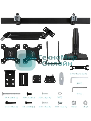 Кронштейн Kromax OFFICE-20 черный, 1 шт/уп. Кр. алюм. настол. для мон. 17