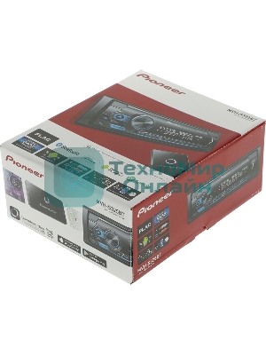 Автомагнитола Pioneer MVH-S325BT, 1 DIN, Bluetooth, USB Type-A, AUX, пульт ДУ, съёмная панель