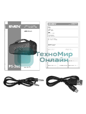 Мобильные колонки SVEN PS-360 2.0 черные 2x12W Bluetooth