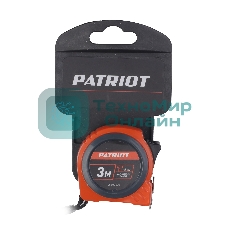 Рулетка PATRIOT MTP-3-16, магнит, 2сторон.зацеп, антиблик.нейлон.покрытие, крупн.шрифт, двусторон.белая лента, 3м*16 мм