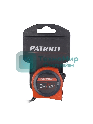 Рулетка PATRIOT MTP-3-16, магнит, 2сторон.зацеп, антиблик.нейлон.покрытие, крупн.шрифт, двусторон.белая лента, 3м*16 мм