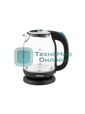 Чайник электрический Kitfort КТ-654-1 1.7л. 2200Вт голубой (корпус: стекло)