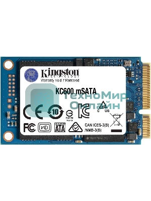 Накопитель SSD Kingston KC600, 1Tb, mSATA, R/W 550/520