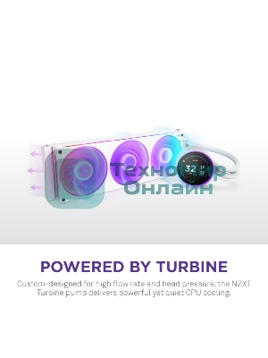 Система жидкостного охлаждения для ПК/Water Cooling System NZXT Kraken Elite 420 RGb (350W, 420мм, LED temp., белый/Fans: 3x140мм, 98.61CFM, 34.5dBA, 2000RPM/Pump height 65мм, 2800RPM, Rad thickness 27мм/S: 1851, 1700, 1200, 115X, AM5, AM4)