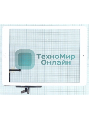 Сенсорное стекло (тачскрин) для iPad Air (A1474, A1475, A1476), белое с кнопкой OEM