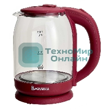 Чайник электрический ВАСИЛИСА ВА-1035 1.8 л, стекло, бордовый, 1500 Вт(12)