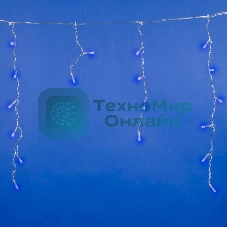 Бахрома светодиодная Uniel 1,8м 48 светодиодов синий свет Провод прозрачный ULD-B1805-048/DTA BLUE IP20