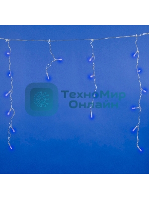 Бахрома светодиодная Uniel 1,8м 48 светодиодов синий свет Провод прозрачный ULD-B1805-048/DTA BLUE IP20