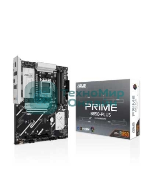 Материнская плата ASUS PRIME B850-PLUS, AM5, AMD B850, 4xDDR5, 4xSATA, 3xM.2, 1xPCIe 5.0 x16, 1xPCIe 4.0 x16, 1xDP, 1xHDMI, 1x2.5Gb LAN, 4xUSB-A 10Gbps, 1xUSB-C 10Gbps, 2xUSB-A 5Gbps, 2xUSB-A 2.0, 3x3.5 мм, 7.1, ATX