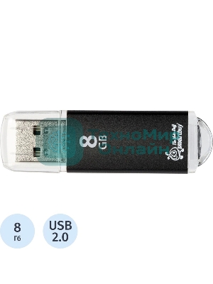 Флешка USB Smartbuy V-Cut Black (SB8GBVC-K), 8Gb, USB 2.0, R/W 20/10, черный