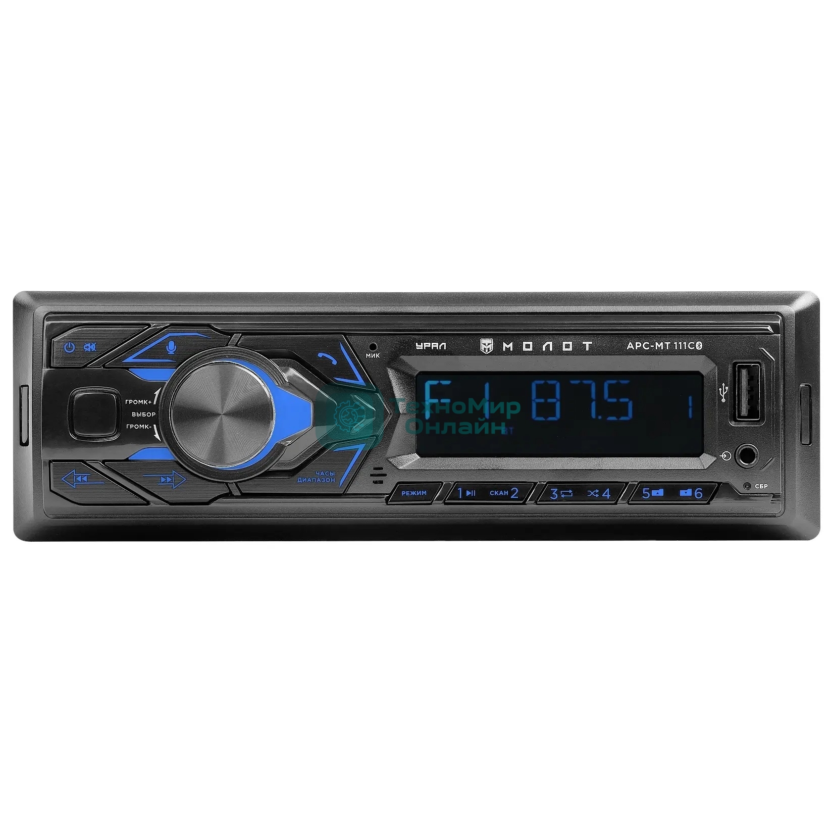 Автомагнитола URAL МОЛОТ АРС-МТ 111С, 1 DIN, Bluetooth, USB Type-A, AUX