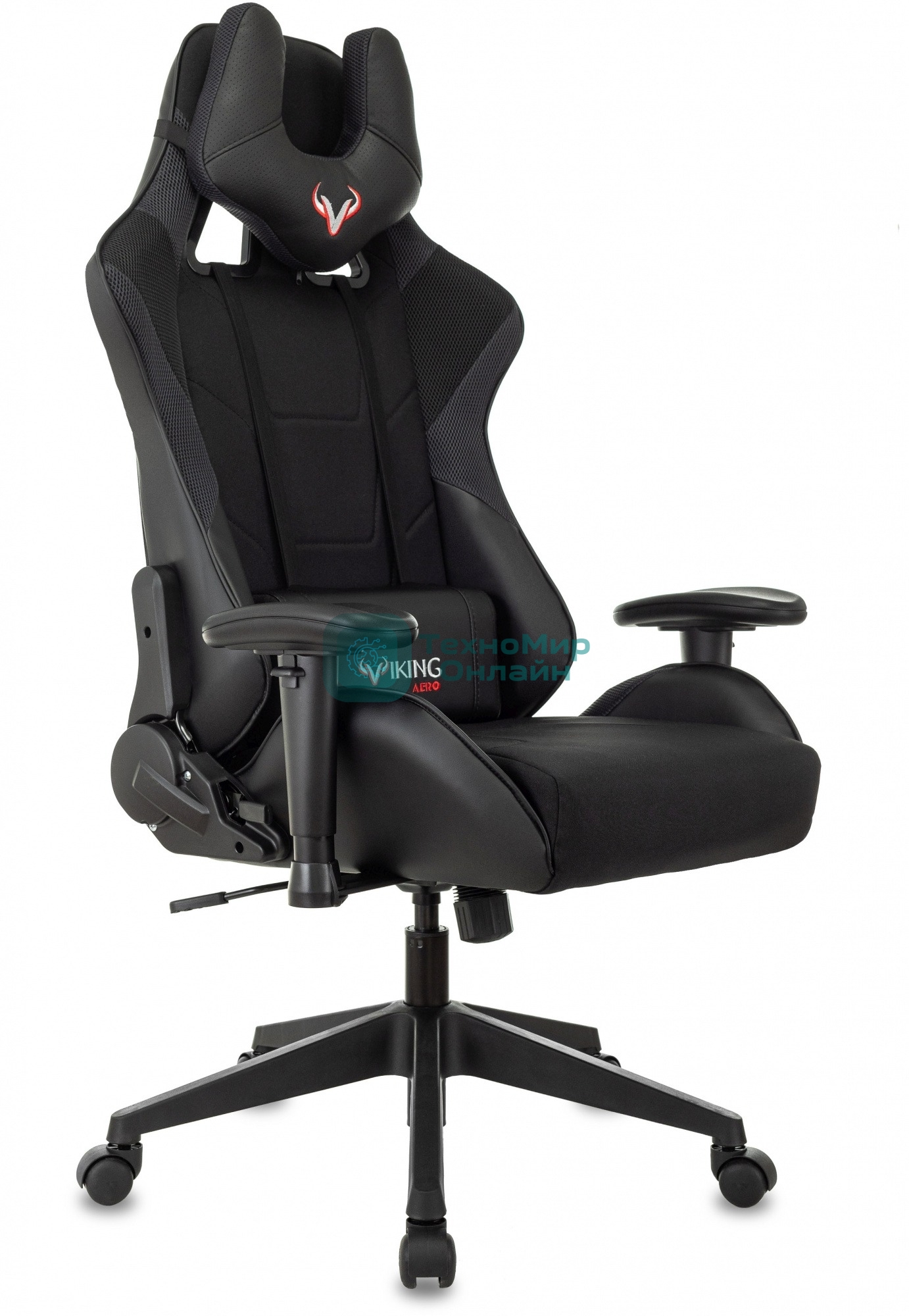 Кресло Бюрократ VIKING 4 AERO BLACK EDITION черный, экокожа, 120 кг, механизм качания