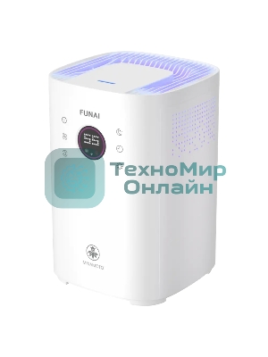 Увлажнитель воздуха Funai Minamoto USH-MNE450/4.0(WT) белый, 45 м², 4 л, ультразвуковой, гигростат, ионизация, ароматизация, управление по Wi-Fi, пульт ДУ
