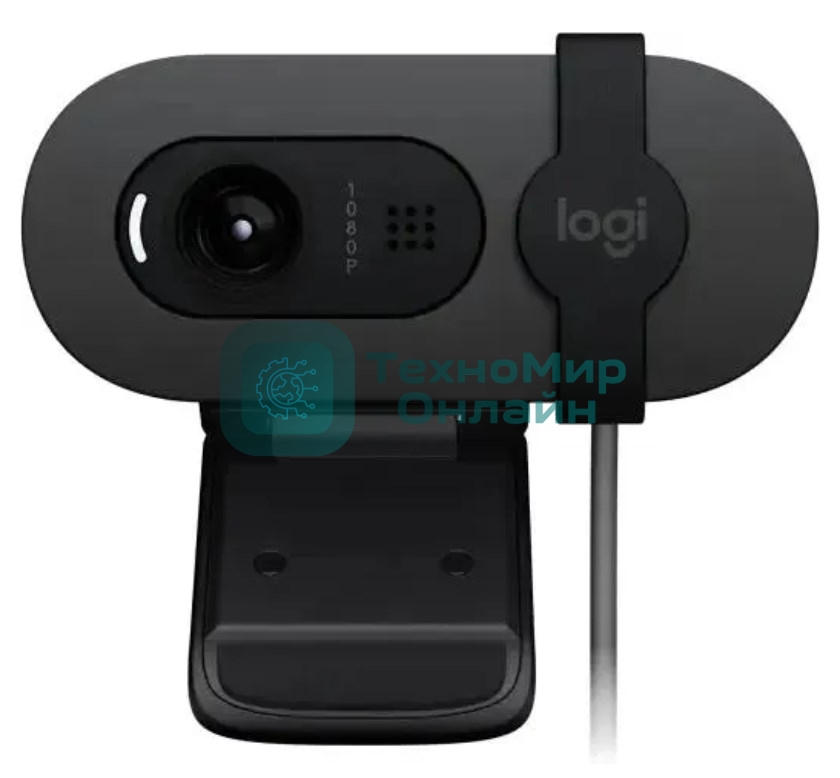 Веб-камера Logitech HD Webcam Brio 90 графитовый 2Mpix (1920x1080) USB 2.0 с микрофоном (960-001581)